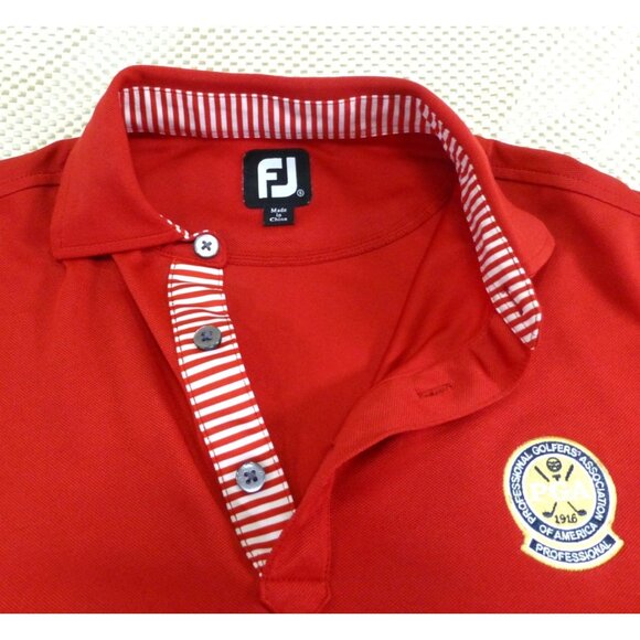 FJ Mens Red PGA Polo Shirt Embroidered Logo Moisture-Wicking Stretch Short Sleev - Picture 3 of 9